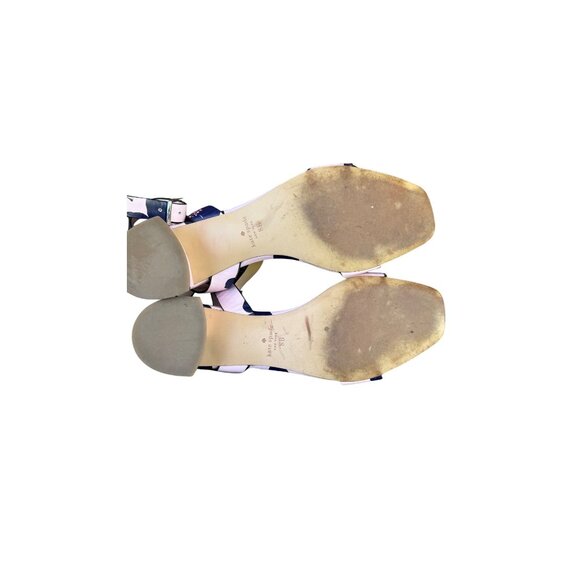 Kate Spade New York Pink Floral Strappy Sandals With Navy Flower Print.Size 8B - Picture 3 of 11